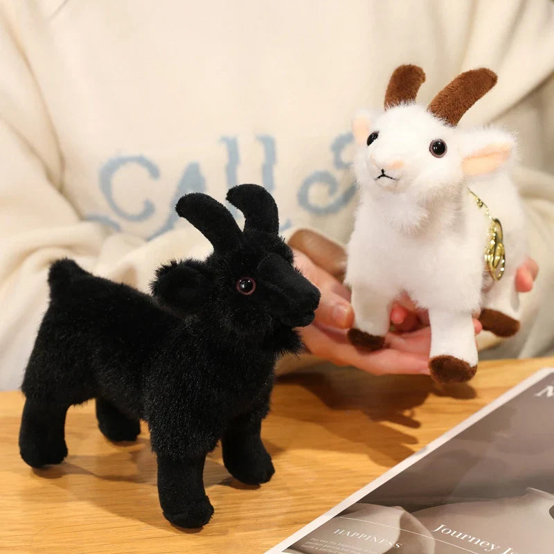 18cm Plush Black White Goat Pendant Toy-0