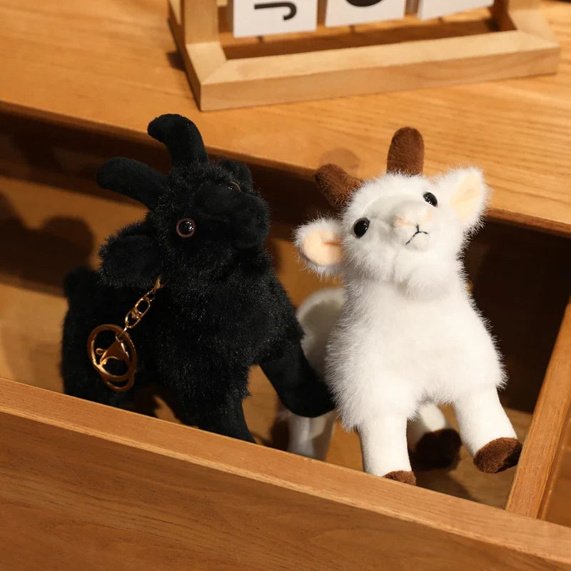 18cm Plush Black White Goat Pendant Toy-2