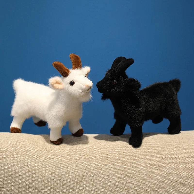 18cm Plush Black White Goat Pendant Toy-4