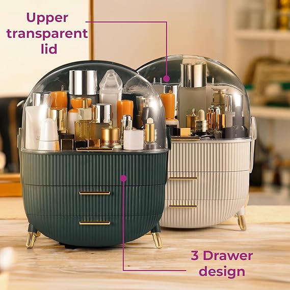 Neo Three Layer Cosmetic Makeup Vanity Beauty Storage Organiser Skincare Display Box Case Holder (White)