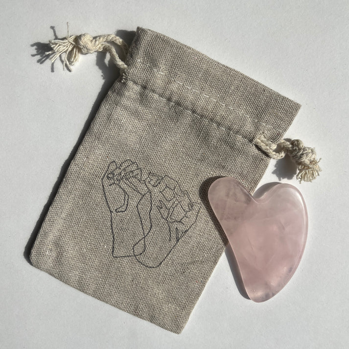 Rose Quartz Crystal Heart Shaped Gua Sha Tool - Rastah